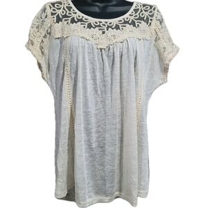 Bellambra Crochet Lace Blouse Sz S Ivory Feminine Lightweight Made in Italy